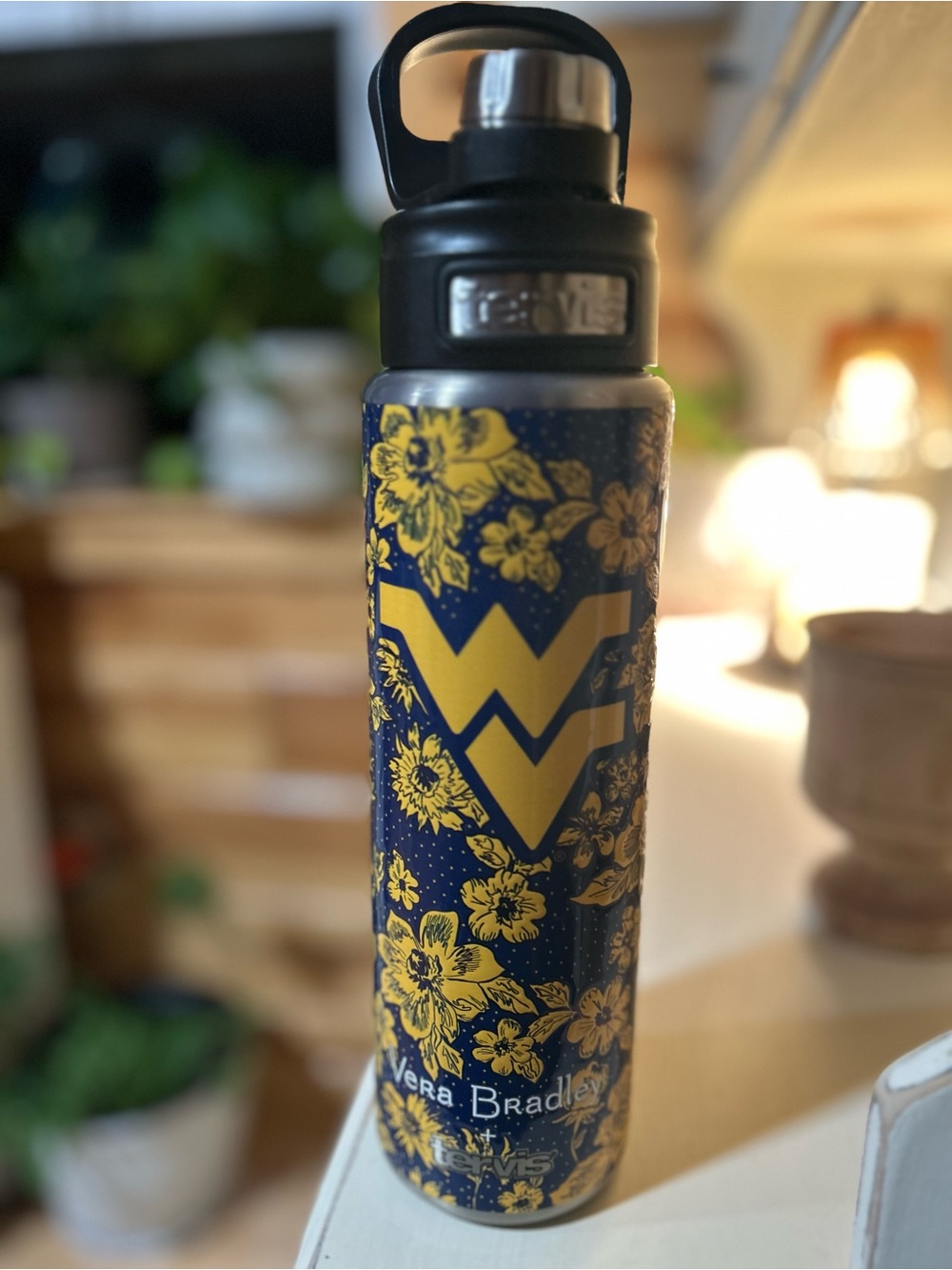 Vera Bradley Navy & Yellow Floral Insulated Water Bottle